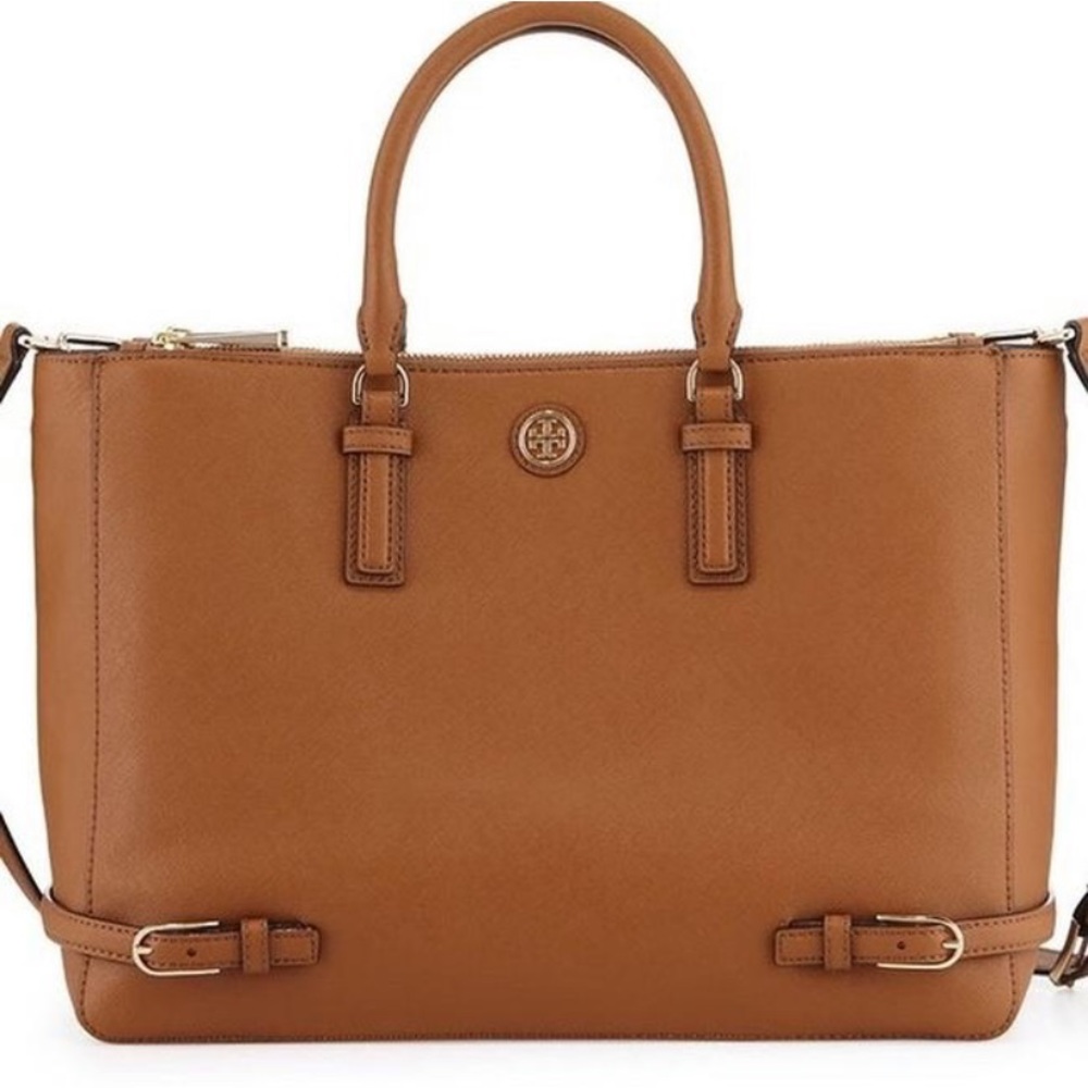 Tory Burch Robinson Double Zip Leather Tote
